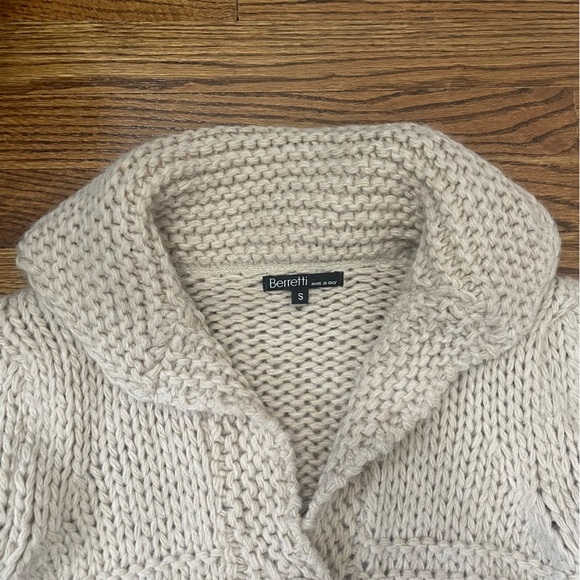 Berretti Knit Cardigan Sweater Italian Wool Mohair Beige Size Small - Picture 12 of 12